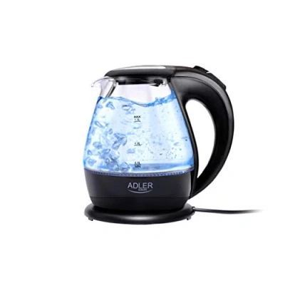 Imagen de ADLER AD 1224 Hervidor de Agua Eléctrico Cristal 1,5 Litros, Vidrio sin BPA, Retroiluminado, Apagado Automático, Inalámbrico 360º Cable, 2200W