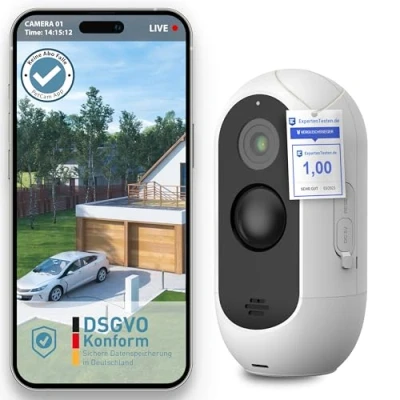 Imagen de PetTec® CAM Free Cámara Inalámbrica para Mascotas con App [SIN SUSCRIPCIÓN] Gatos y Perros, Interior/Exterior Detección de Movimiento, Función Voz Batería hasta 9 Meses sin Cargar
