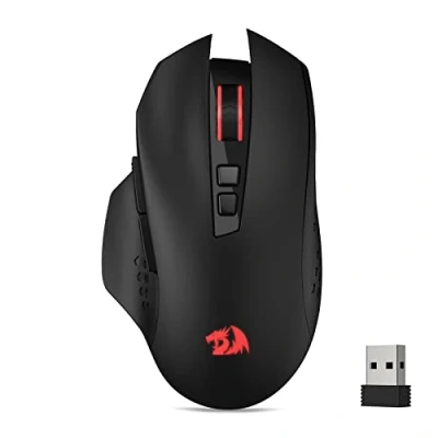 Imagen de Redragon M656 Gainer Ratón inalámbrico para Juegos, 4000 dpi 2.4Ghz Mouse Jugadores con 5 Niveles de dpi, 7 Botones Macro, retroiluminación LED roja y Software Profesional/Unidad