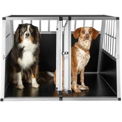 Imagen de tectake Transportín de Aluminio para Perros, Transporte Viaje Mascotas Trapezoidal Disponible en Varios Modelos (Sin Pared Divisoria/104x90,5x69cm)