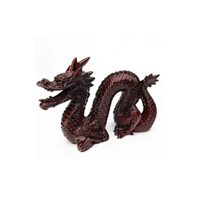Imagen de lachineuse Figura de Gran dragón Feng Shui (14 x 19 cm), diseño dragón, símbolo Potencia, Fuerza y longevidad, decoración asiática China, para Oficina, hogar, Color Rojo