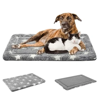 Imagen de EMPSIGN Alfombra De Cama para Perro, Reversible (Fresco y Caliente), Colchón Perro Lavable, Impermeable Perros con Funda Extraíble, Gris, 3XL, 137 * 84 2.8cm