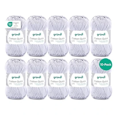 Imagen de Gründl Cotton Quick Uni, 10 ovillos de 50 g (Hilo Colores 100% algodón, Certificado Oeko Tex, / 125 m, tamaño Aguja: 3 4, x g)
