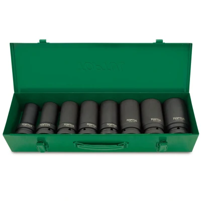 Imagen de Juego de llaves impacto TOPTUL 1 &quot; 8Stk 24 27 30 32 33 36 38 41 mm lang (LKW)