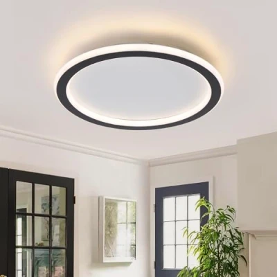 Imagen de Schindora Plafon Led Techo Dimmable,Ø40cm 28W Lampara Para Cocina Con Control,Negro Redondo Lamparas De Salon Habitacion Dormitorio Comedor