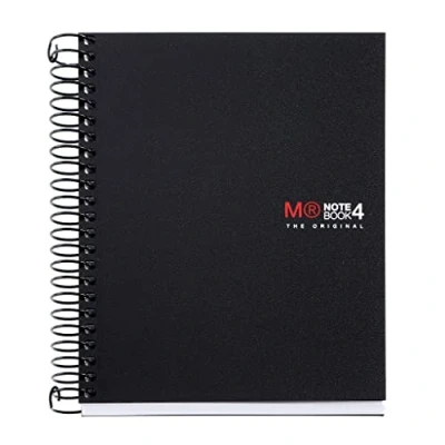 Imagen de Miquelrius Cuaderno Espiral Microperforado, Cubierta Polipropileno Opaco, Tamaño A6 105 x 148 mm, Sin Taladros, 140 Hojas de 70 g/m² y 4 Franjas Color, Cuadrícula 5 color Negro