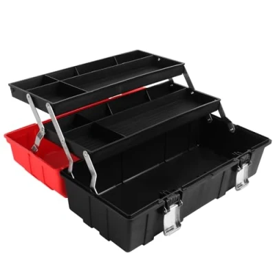 Imagen de Caja de Herramientas Vacía, MAXPOWER 42 x 16,5 17 cm Plegable Plastico Almacenamiento Organizador con Bandeja Tres Capas y Divisores