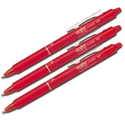 Imagen de Bolígrafo de tinta borrable Pilot Frixion Clicker, en color negro, Rojo, 3 Stifte