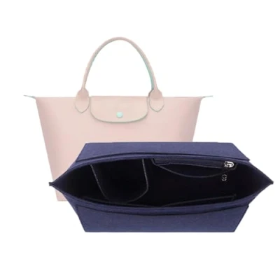Imagen de D.DUO organizador de bolso, fieltro con múltiples bolsillos, bolsa plegable para insertar cartera Longchamp (Pequeño, Azul Oscuro)