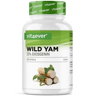 Imagen de Wild Yam Root Extract 365 cápsulas Original Mexican Altamente dosificado con 880 mg de extracto (incluyendo 176mg diosgenina) por dosis diaria Vegano