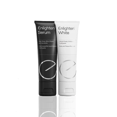 Imagen de Enlighten White 75ml &amp; Serum 75ml. Pack Duo para el blanqueamiento dental y alivio de la sensibilidad dental, con hydroxyapatita. rado clínico, pasta dientes flúor.