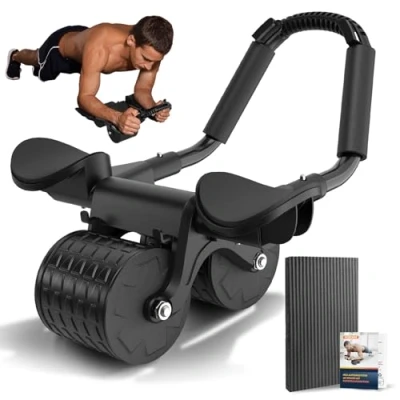 Imagen de rodillo abdominal para abdominales, de rebote automático entrenamiento abdominal, con alfombrilla rodillas, soporte codos y