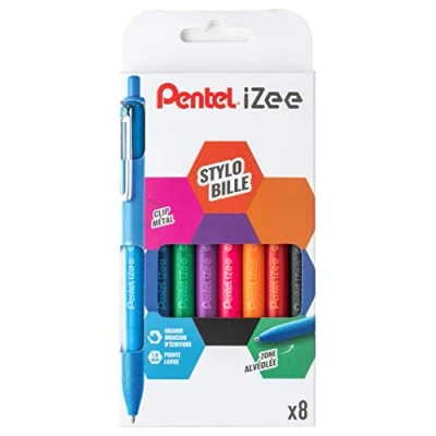 Imagen de Pentel BX470/8 iZee Bolígrafo retráctil con clip (punta ancha, 1 mm, 8 unidades)