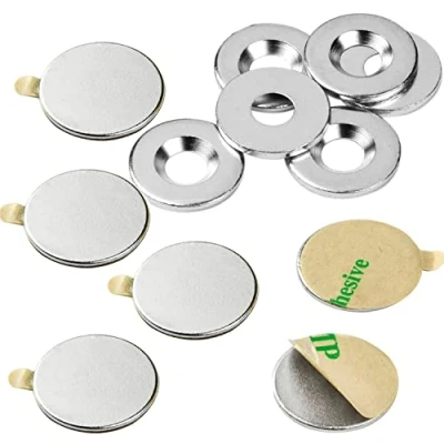 Imagen de vasalat imán para disco autoadhesivo, imanes con discos de metal orificio avellanado, diámetro 15 mm, neodimio 12 piezas