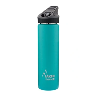 Imagen de Botella de Agua Térmica al Vacío Acero Inoxidable Doble Pared Laken (0,75L Turquesa) Tecnología 24 Horas Frío Ideal para Trabajo o Deporte Cierre Hermético y Uso Vertical