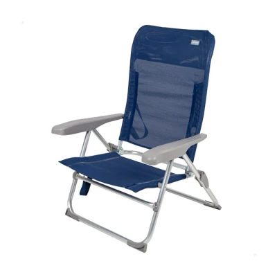 Imagen de AKTIVE Silla de Playa Plegado Slim multiposición antivuelco Azul Marino, Medidas 47x56x89 cm, Material Aluminio, 6 Posiciones, Resistente, Peso máximo soportado 110 kg (62660)