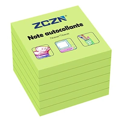 Imagen de ZCZN Notas Adhesivas 76 x mm, 6 Libros de Autoadhesivas, 80 Hojas/Libro, Postis Pequeños Adecuadas para (Verde Fluorescente)