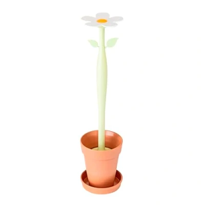 Imagen de Vigar Escobilla de Baño Modelo Flower Power 11,5 x 47 cm Limpieza del Inodoro Accesorio para WC Escobillero Original Flor Verde y Marrón