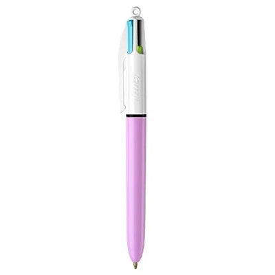 Imagen de BIC 1 bolígrafo de 4 colores clásicos, cuerpo rosa metálico, punta media: mm