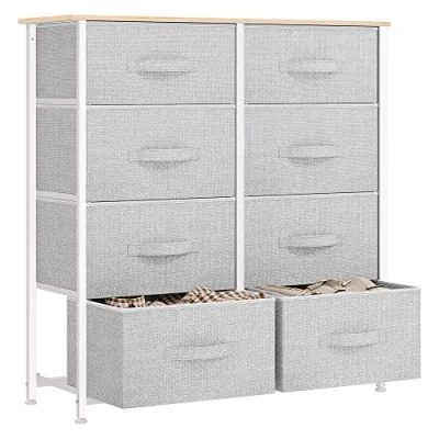 Imagen de YITAHOME Cajonera de Tela, Cómoda Unidad Almacenamiento con 8 cajones Extraíbles, para Sala Estar, Dormitorio, habitación Infantil, Gris Claro