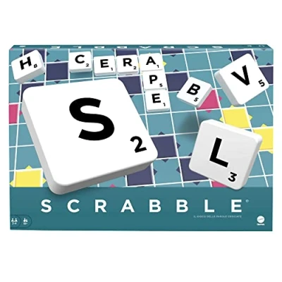 Imagen de Mattel Games Scrabble, Versión Italiana, Juego de mesa clásico original, incluye tablero , 4 racks, 100 fichas bolsa para +10 años, Y9596