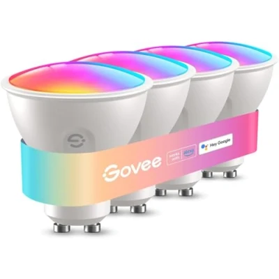 Imagen de Govee Bombilla LED Inteligente WiFi GU10, RGBWW Compatible con Alexa y Google Assistant, 450LM 16 Millones de Colores Regulable 64 Escenas Dinámicas Sincronización Música, Paquete 4