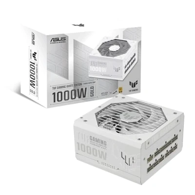 Imagen de TUF Gaming 1000W Gold White Edition Fuente de alimentación Totalmente Modular, 80+ Gold, componentes Grado Militar, Doble rodamiento Bolas, Ventilador Axial Tech, Revestimiento PCB