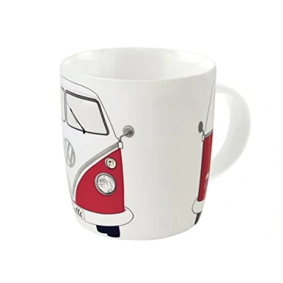 Imagen de BRISA VW Collection Volkswagen Taza grande de cerámica para cafété o cappuccino T1 Camper Bus (Frontal del Bus/Rojo)