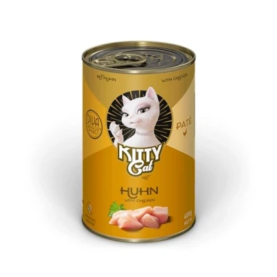 Imagen de Kitty Cat Paté Pollo, 6 x 400 g, Comida húmeda para Gatos, sin Cereales, con taurina, Aceite de salmón y mejillón Labios Verdes, pienso Completo Alto Porcentaje Carne, Fabricado en Alemania