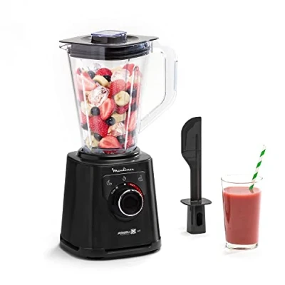 Imagen de Moulinex Perfect Mix+ LM88A8 batidora de vaso 1200 W, resultados rápidos, 1,5 L capacidad, 3 programas: smoothie, pica hielo, autoclean, jarra tritán, incluye estpátula, negro