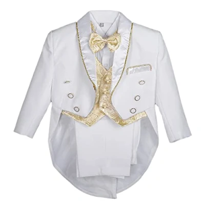 Imagen de Lito Angels Esmoquin Blanco para bebé niños, Conjunto de 5 Piezas Traje Formal Boda, Ceremonia y ocasión Especial. (Chaqueta, Chaleco, Camisa, Pantalones, Pajarita), Tamaño 2 3 años