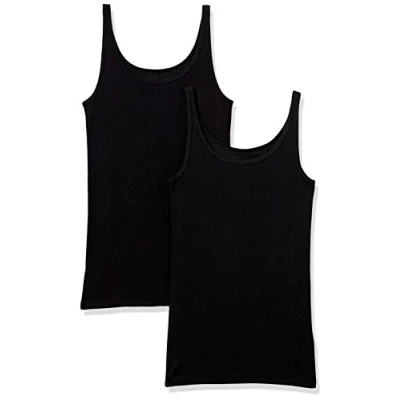 Imagen de Amazon Essentials Top Ajustado sin Mangas y con Tirantes Finos Mujer, Pack de 2, Negro, XXL