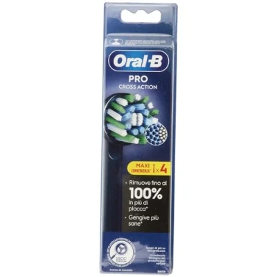 Imagen de Oral B Cross Action cabezales de cepillo eléctrico, paquete 4 repuesto negros, cerdas angulares que se adaptan a cada diente para una limpieza profunda