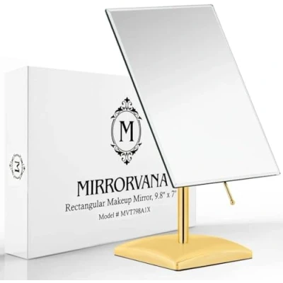 Imagen de Mirrorvana Espejo Dorado de Pie Mesa Grande Sobremesa para Baño Maquillaje Portatil 18 x 25 cm