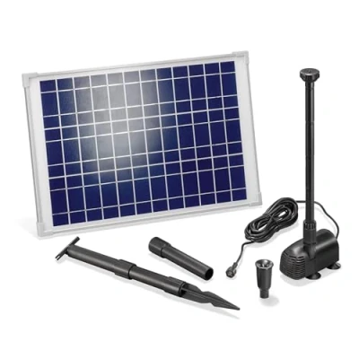 Imagen de Bomba Solar para Estanque de 20 W, módulo 1350 l/h, caudal, Cabezal Entrega 1,9 m, Juego Completo jardín