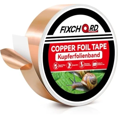 Imagen de FIXCHORD Cinta de Cobre Repelente Babosas, para Barrera Antibabosas, Autoadhesiva Babosas y Caracoles, Control Humanitario Caracoles 20M*30mm