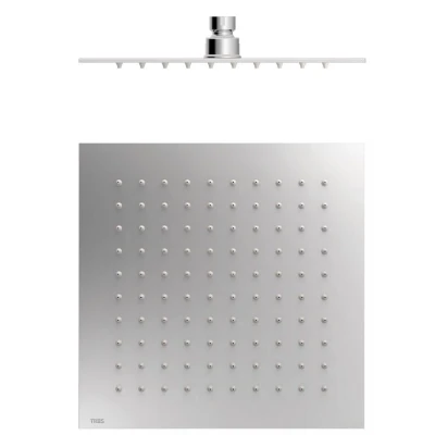 Imagen de Rociador de ducha Extrafino: 4 mm. Dimensiones: 250x250 Rótula orientable. Material: Acero inoxidable. Boquillas anticalcáreas. Cromo