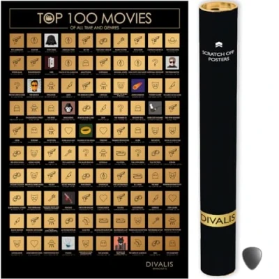 Imagen de Póster de las 100 Mejores Películas Para Rascar Lista Más Grandiosas Ver Rascable Cine Calendario Desafío Top Movies Scratch off Poster