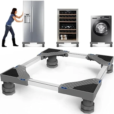 Imagen de NIUXX Soporte para lavadora con 4 patas lavadora, frigorífico y secadora, base ajustable función antideslizante de absorción impactos, (ajustable: 42 65 cm)