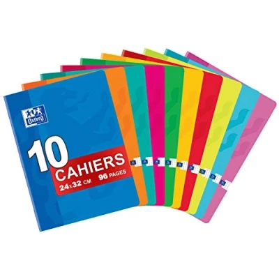 Imagen de Oxford Classique Lote de 10 cuadernos grapados grandes, 24 x 32 cm, 96 páginas pequeñas, 5 mm, colores surtidos