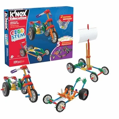 Imagen de K&#039;Nex 79320 Education Stem Explorations Vehicles Building Set, 7 Functioning Models, Educational Toys for Kids, 131 Piece Learning Kit, Engineering Construction Kids Aged 8+