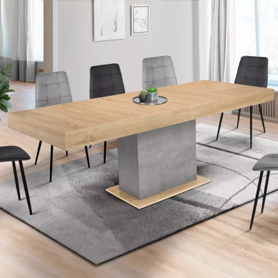 Imagen de Mesa de comedor extensible EDEN 6 10 personas efecto madera y hormigón 160 200 cm