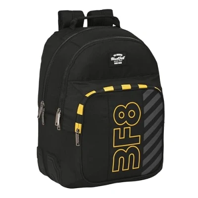 Imagen de Blackfit8 ZONE Mochila Doble Adaptable Carro, Tejido Reciclable, Ideal para Niños de Diferentes Edades, Cómoda y Versátil, Calidad Resistencia, 32x15x42 cm, Color Negro