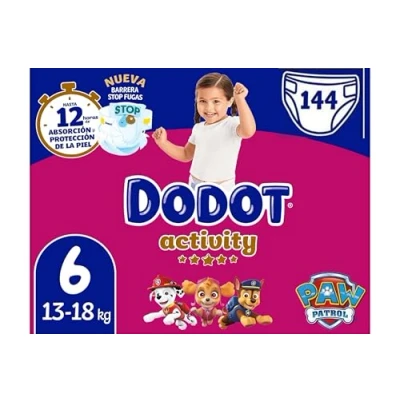 Imagen de Dodot Activity, Pañales Talla 6, 13 18 kg, Pack Ahorro 144 Unidades