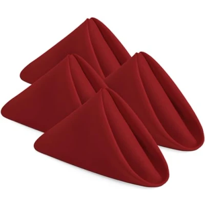 Imagen de KICHLY servilletas de Tela Paquete 24, Suaves y cómodas Reutilizables Ideales para Eventos Uso Regular en casa, poliéster (Rojo, 43 x cm)