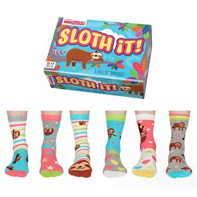 Imagen de United Oddsocks Sloth It Juego de 6 calcetines para mujer, talla 37 42 EE. UU, Multicolor, 4 8