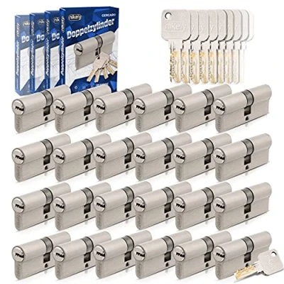 Imagen de GERCAR Pro Juego de 24 cilindros cierre continuo 40/45 (24 perfil, incluye 120 llaves, 85 mm, cerradura para puerta Longitud: A:40 B: 45 Sistema cierre)