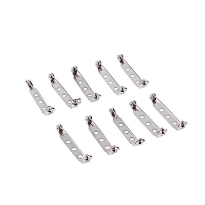 Imagen de 50 pasadores de Barra, Broche Tono Plateado, Cierre Trasero, Pasador Seguro, Seguridad con Orificios para Hacer Joyas, Manualidades(32mm)