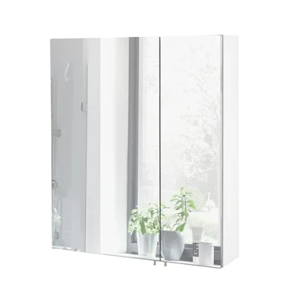 Imagen de Schildmeyer Basic Mueble con Espejo, de Metal y Cristal, Color Blanco, 60 cm