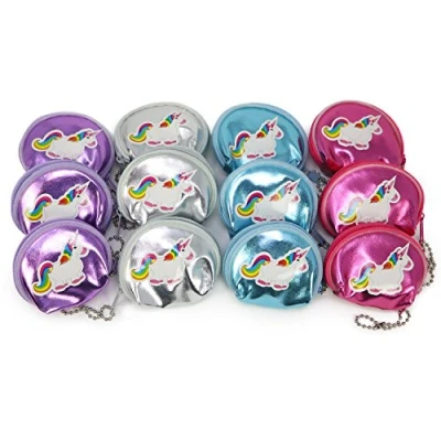 Imagen de com four® 12x Mini Monedero con Pegatina de Unicornio, en Rosa, Morado, Azul y Plateado, 6,5 x 6 cm (12 Piezas Unicornio)